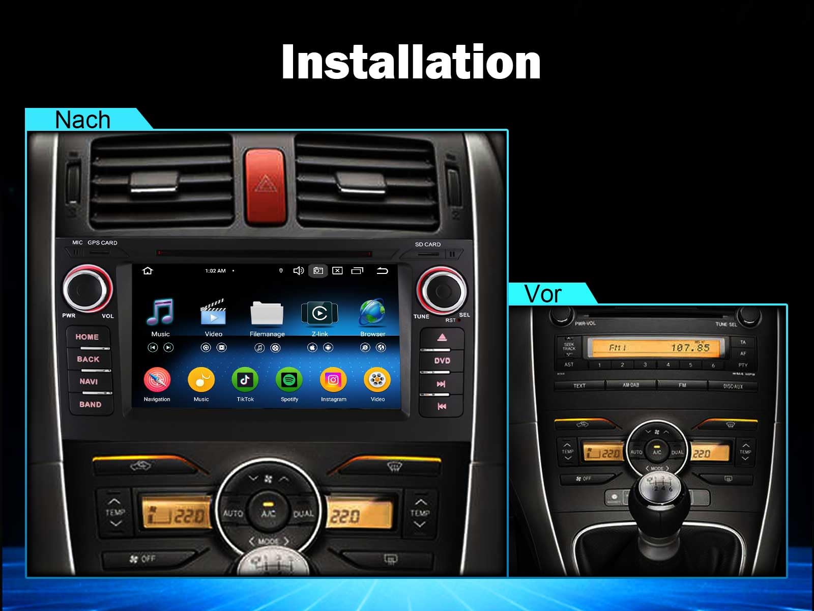 Acht Kern Android 16 GPS Autoradio Bluetooth 5.0 Für Toyota AURIS 2007-2012 mit Navigation 4GB+64GB Unterstützt CarPlay Android Auto CD DSP WiFi 4G USB Canbus SWC DAB+ OBD2 TPMS 7 Zoll IPS Touchscreen