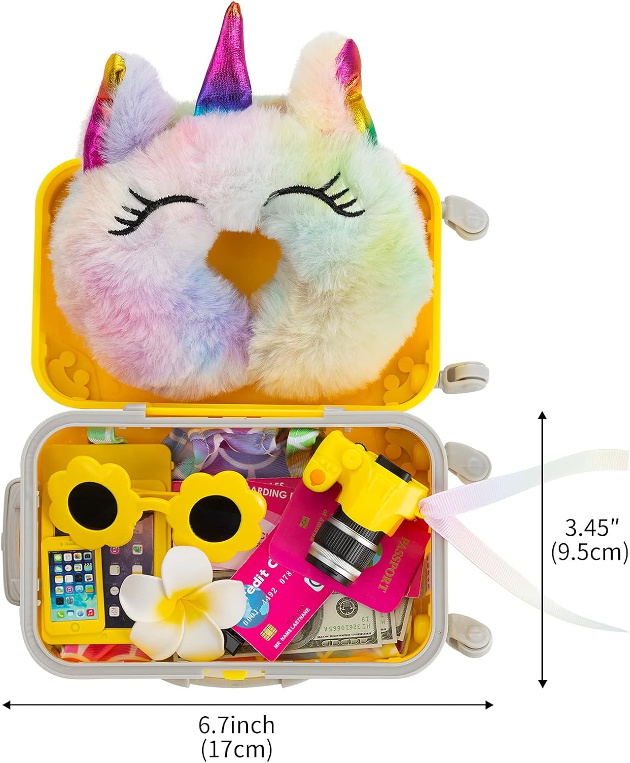 18 Inch Doll Clothes and Accessories Dolls Travel Suitcase Luggage Play Set for 18 Inch Girl Doll Including Sunglasses Camera Computer Phone Ipad
