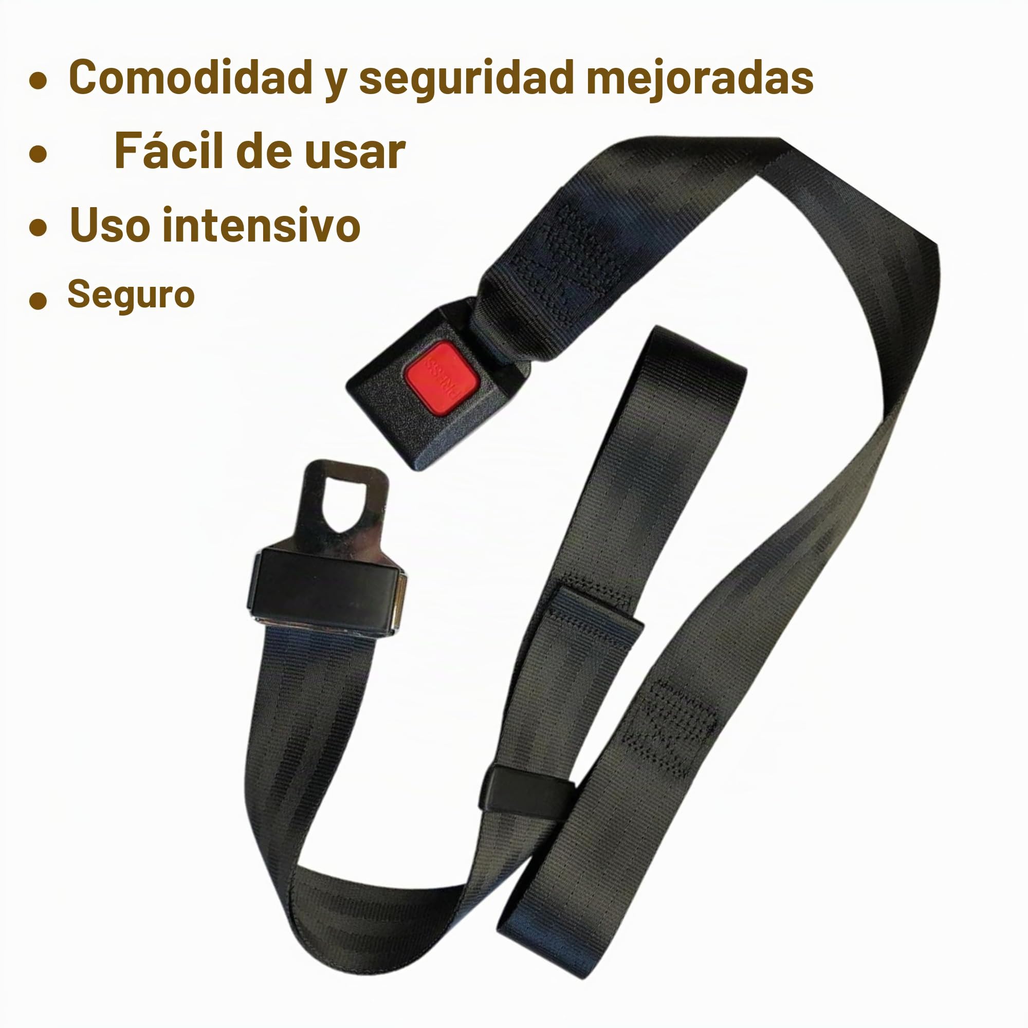Cinturón de seguridad resistente para camillas y scooters, correa de alta calidad, hebilla de botón de fácil liberación y lengüeta de acero inoxidable con diseño de extremo de bucle
