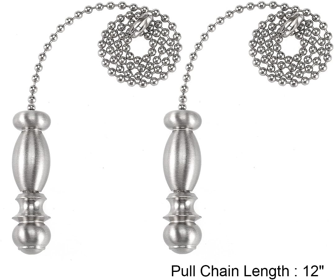 uxcell 2pcs Nickel Lighting Pendant, Pull Chain Extension with 12 Inch Long Pull Chain for Table Lamp