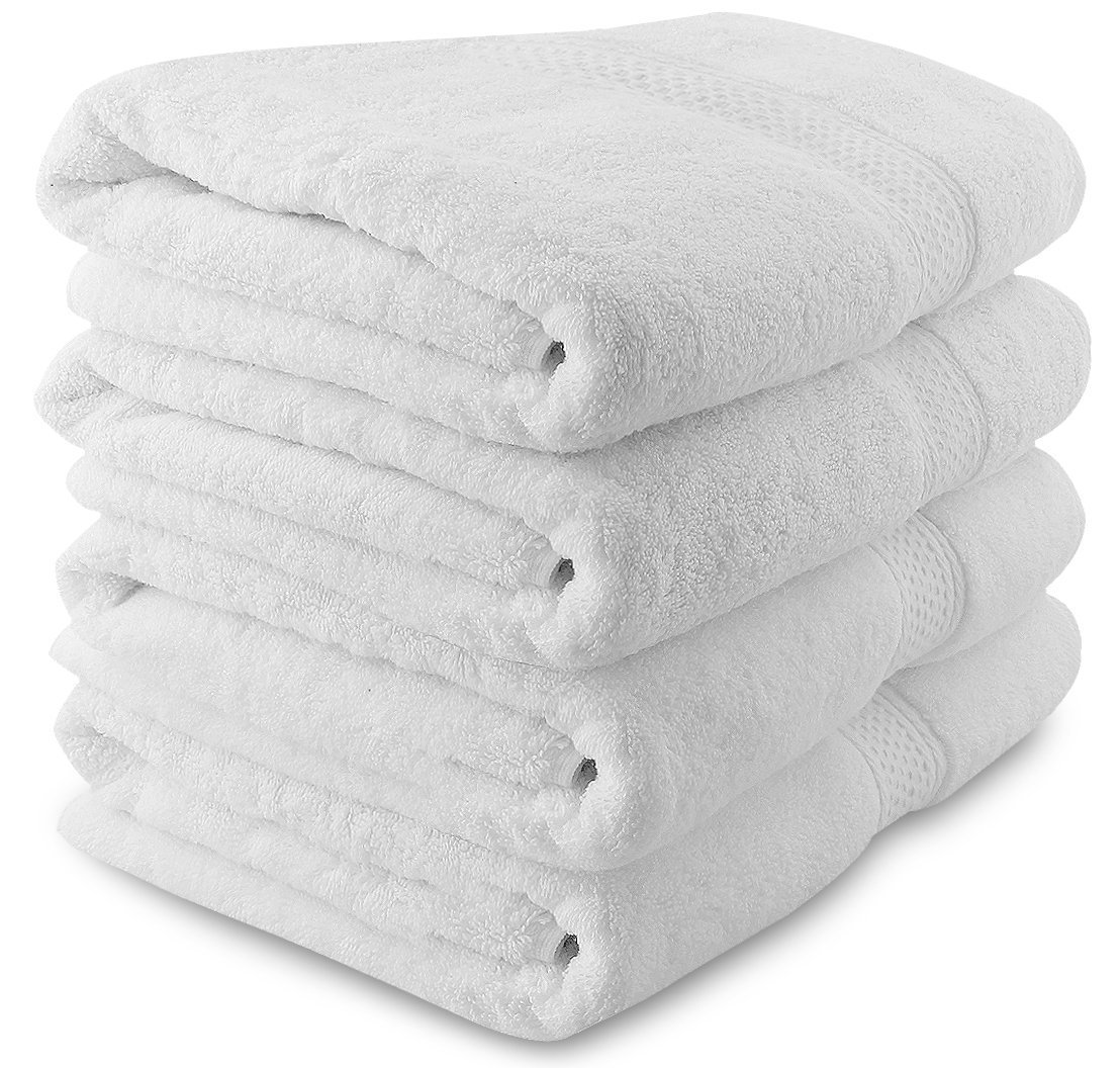 Utopia Towels Hotel Quality Soft and Highly Absorbency, Machine Washable Cotton Premium Bath Towel Set (White, 27x54 Inch) Set of 4