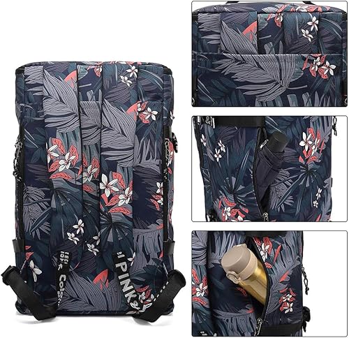 Miniatura 3 de Kalesi Bolsa de lona floral para gimnasio, mochila de 4 maneras para mujer, impermeable, con compartimento para zapatos, para viajes, deporte,