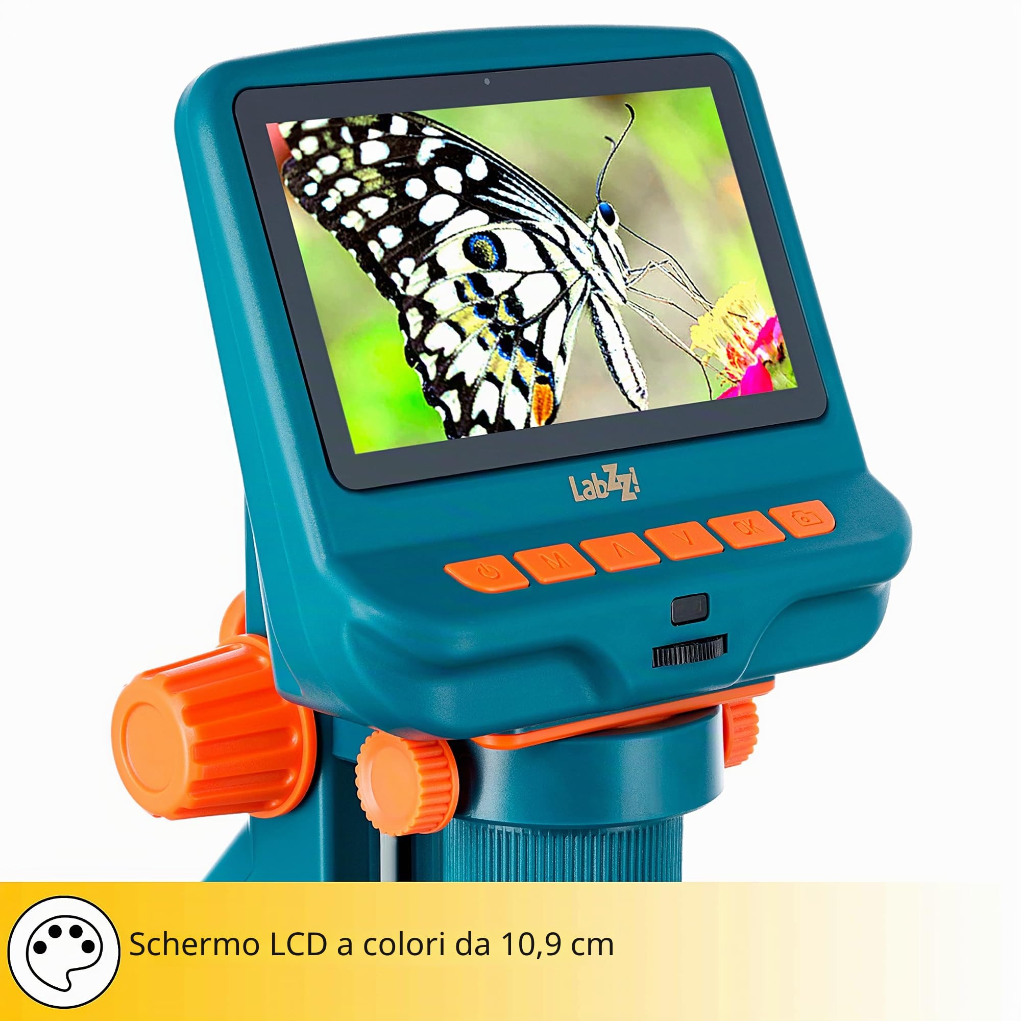 Levenhuk LabZZ DM200 Microscopio Digitale Portatile Per Ragazzi, Con Schermo LCD, Telecomando e Set Di Vetrini Preparati — Divertiti Con La Scienza