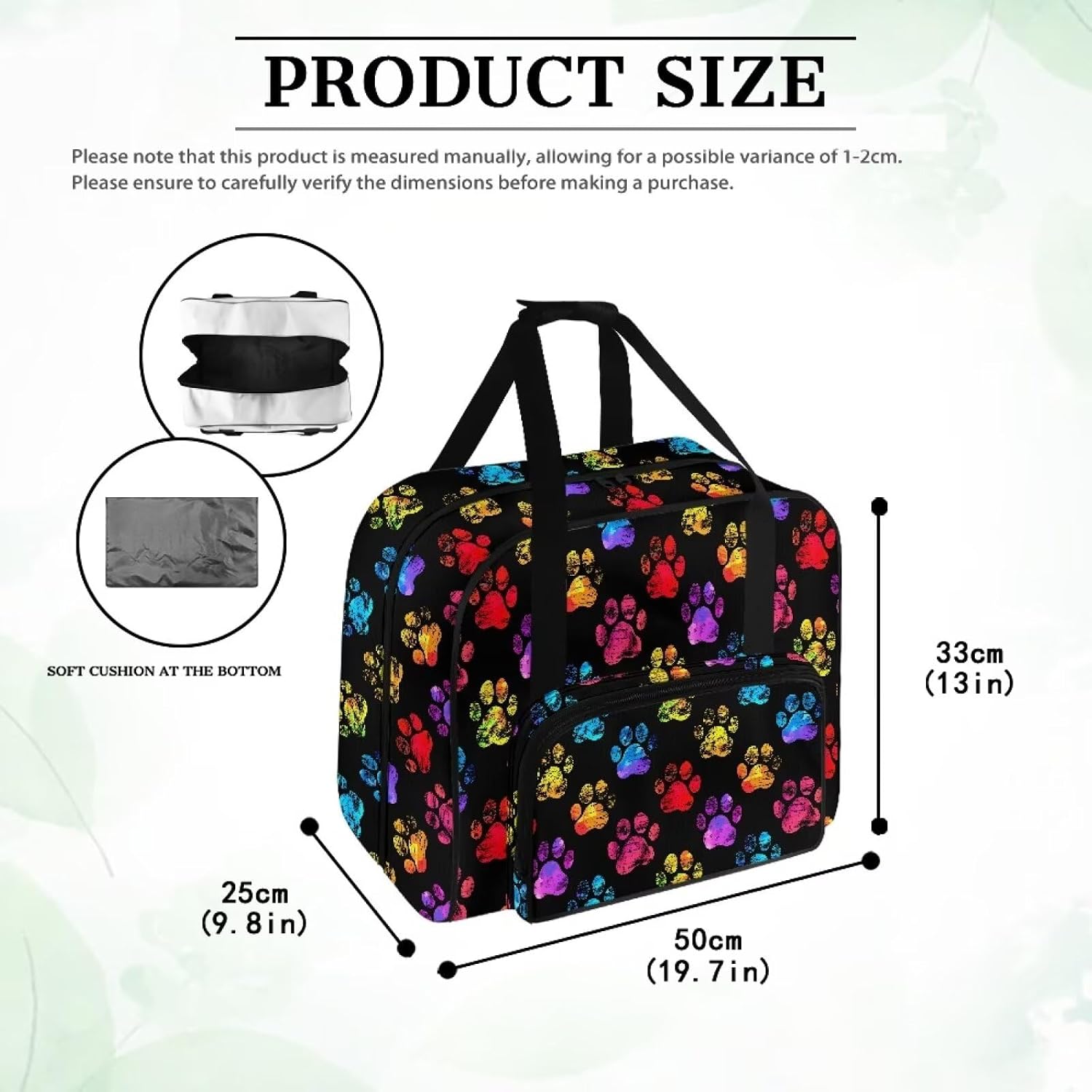 Colorful Paw Print Sewing Machine Carrying Case for Home Sewing Machine Covers for All Machine for Travel Outdoor Reduces Dust Stains Sewing Machine Storage Box