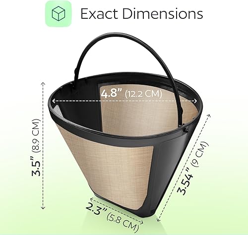Miniatura 3 de GoodCups Paquete de 2 filtros de café reutilizables con cono #4 para cafeteras Cuisinart de 10 a 14 tazas (DCC-3200, DCC-1200, DCC-3400) y cafeteras