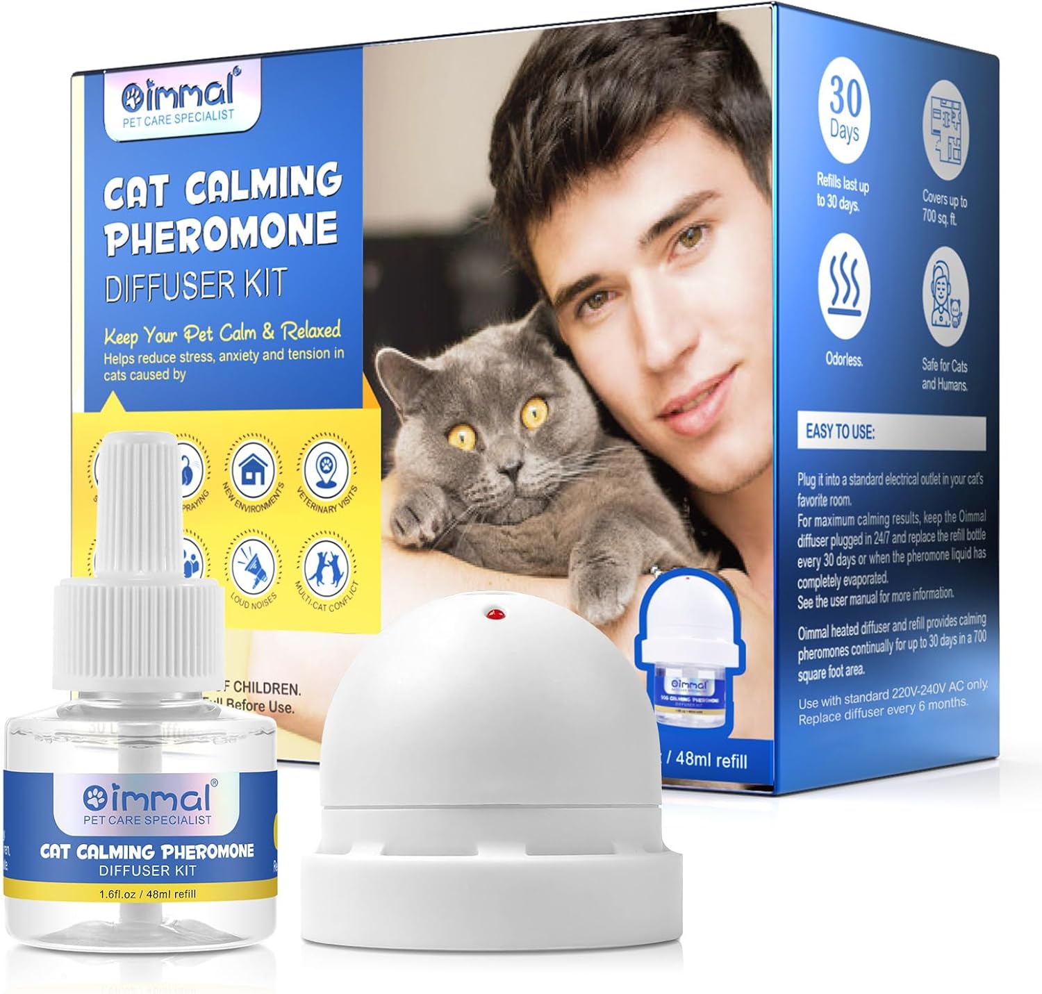 VFjVlVdG Calming Diffuser for Dogs & Cats, Pheromones Diffuser Anxiety Relief Diffuser with 30 Day Refill – Comfort, Calming and Relax Anxious Dog and Other Problematic Behaviors| 48 ml (Cats) VFjVlVdG Calming Diffuser for Dogs & Cats, Pheromones Diffuser Anxiety Relief Diffuser with 30 Day Refill – Comfort, Calming and Relax Anxious Dog and Other Problematic Behaviors| 48 ml (Cats)