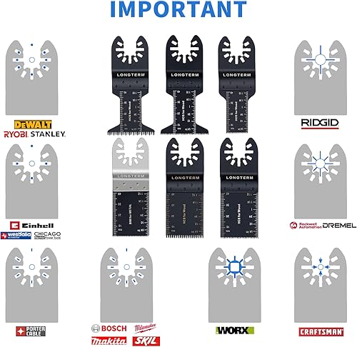 Miniatura 7 de Juego mixto de 21 piezas de hojas de sierra oscilantes para cortar madera y lijar, instalación rápida, se adapta a DEWALT, MAKITA, Milwaukee, Black