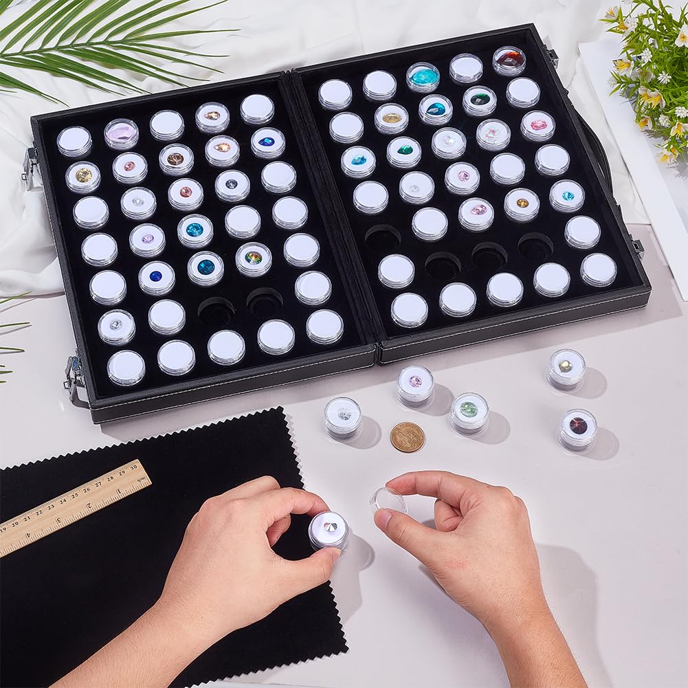 BENECREAT 70 Espositore per Gioielli con Bottoni Automatici, Organizer In Pelle Da 30x24cm per Conservare Pietre Preziose, Diamanti Sfusi, Cristalli e Oggetti Da Collezione