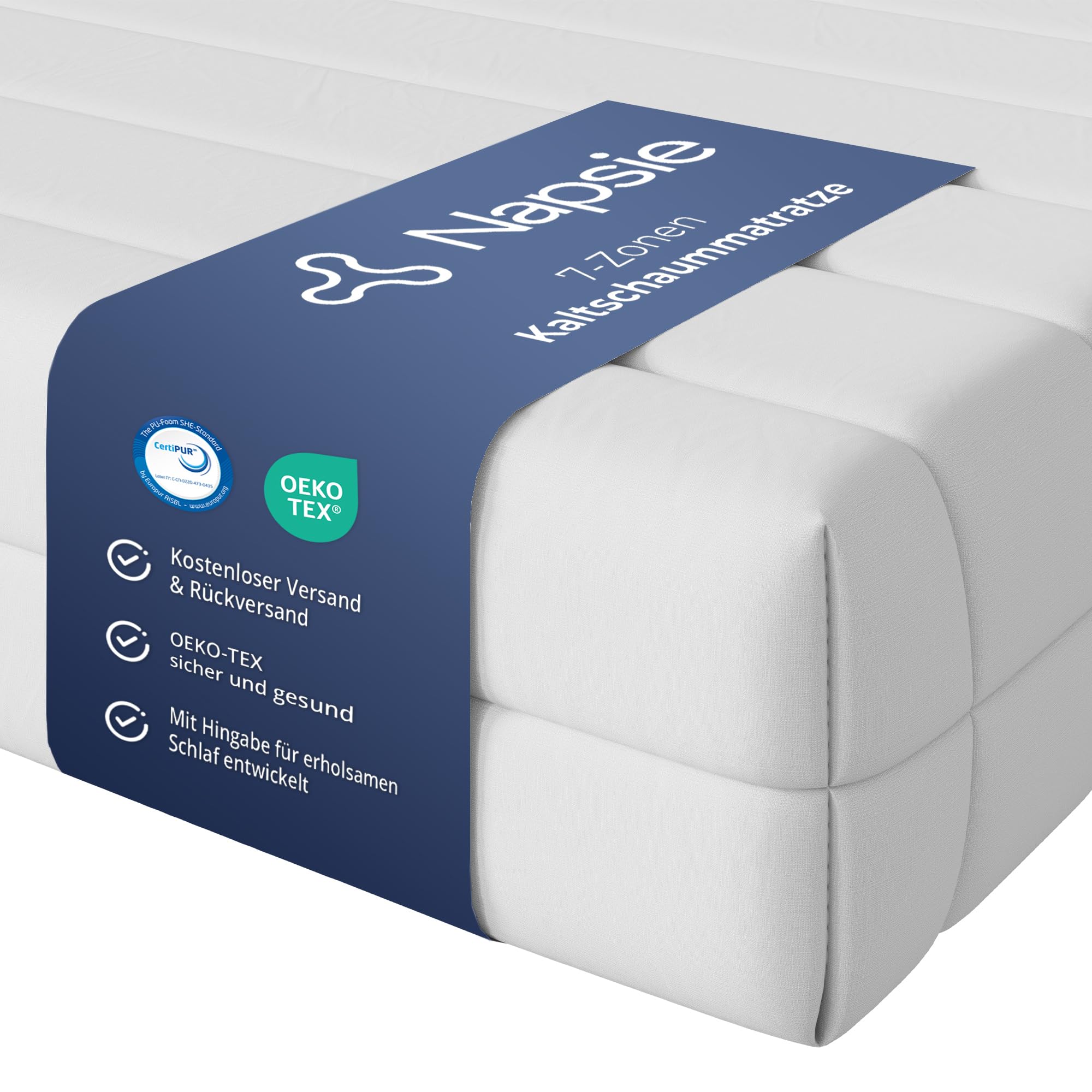 7-Zonen Matratze 90x200 cm | H3 Mittelfest | Ergonomische Kaltschaummatratze | Hypoallergen & Antibakteriell | Bezug abnehmbar & waschbar | Oeko-TEX® (12cm, 90 x 200 cm)