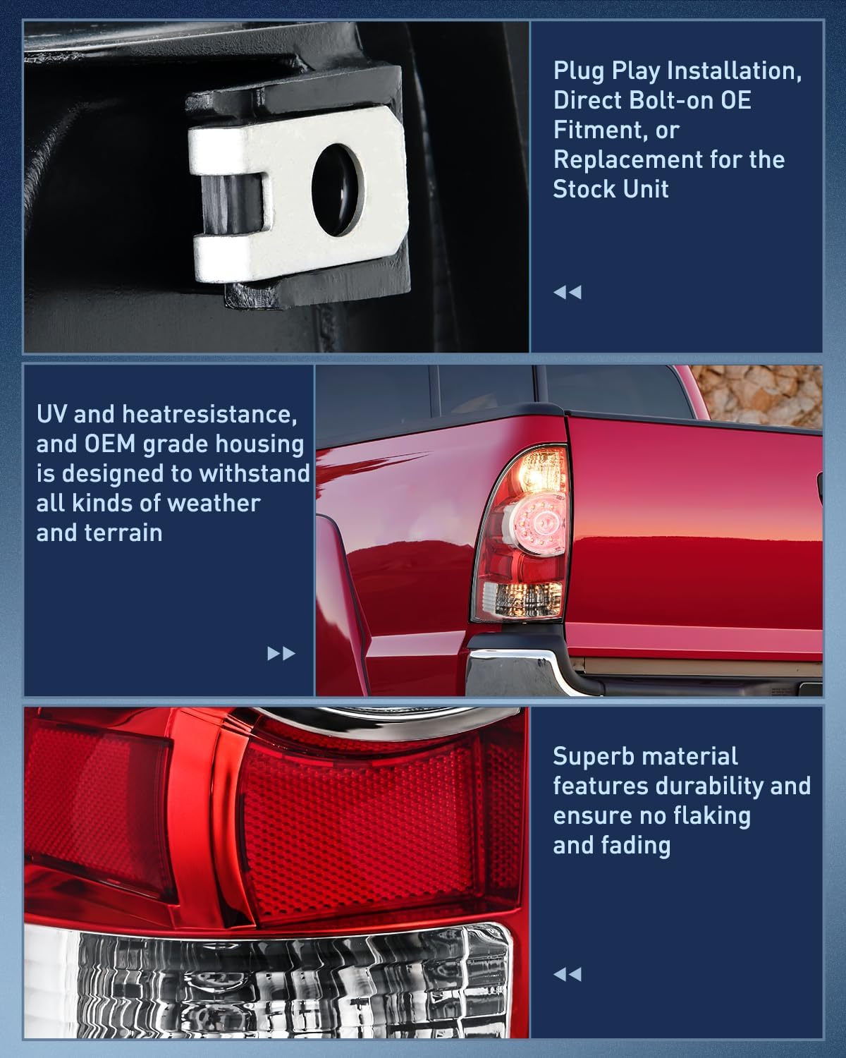 Nilight Taillight Assembly Compatible with Toyota Tacoma 2005 2006 2007 2008 2009 2010 2011 2012 2013 2014 2015 Rear Tail Light Lamp Replacement LED Lens Driver and Passenger Side