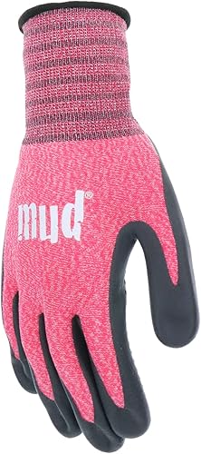 Miniatura 10 de Mud Grip Women's Nylon Seamless Knit Shell Water Resistant Dotted Nitrile Palm Gardening Gloves