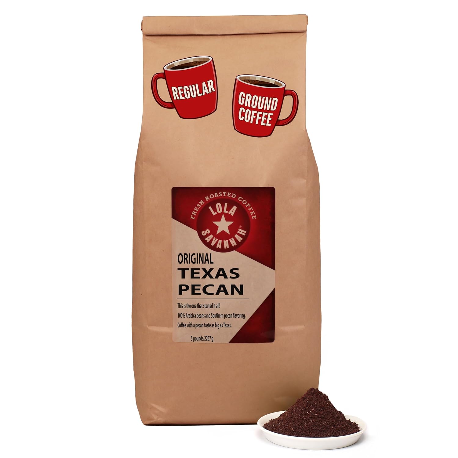 Lola Savannah Texas Pecan Ground Caffeinated Coffee, 5lb
