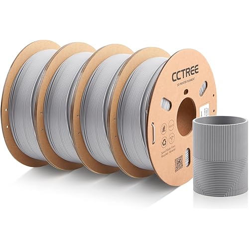 CCTREE PLA Matte Filament 1.75mm 4KG Bundle, Dimensional Accuracy ±0.03mm, High Speed High Toughness Matte Filament Fits Most FDM 3D Printers, Matte Grey*4