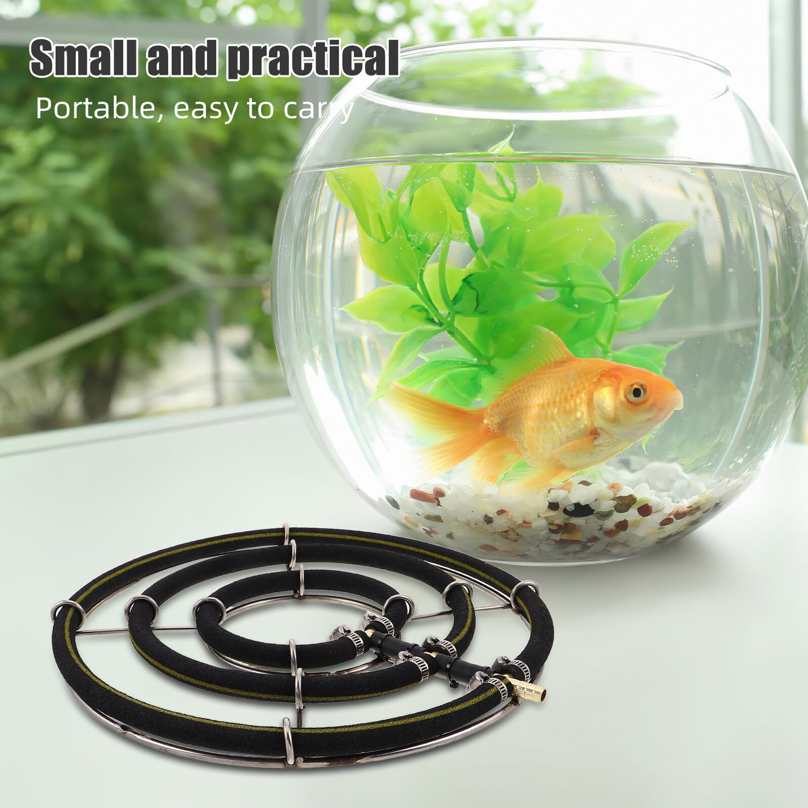 Diffuseur d'air à Nano Bulles en Acier Inoxydable 35 Cm, Disque D'oxygénation Triple Anneau pour Aquarium et Bassin, Compatible Pompe à Air, Équipement Silencieux pour Poissons