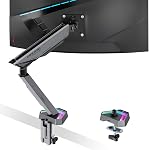 ARES WING RGB Moniteur Monitor Moniteurs Monitors Moniters, Supports de Bureau pour Moniturs plats et Courbés 17-45 pouces 35.2 lbs Bras de moniteur ultralarge et robuste réglable avec pince & Base pour les grommets, 75/100 VESA Mont, Gray
