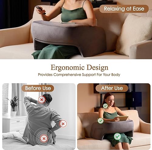 Miniatura 2 de Homguava Almohada de lectura de espuma viscoelástica para juegos, almohada con bolsillo lateral, almohada peluda grande para adultos, se adapta