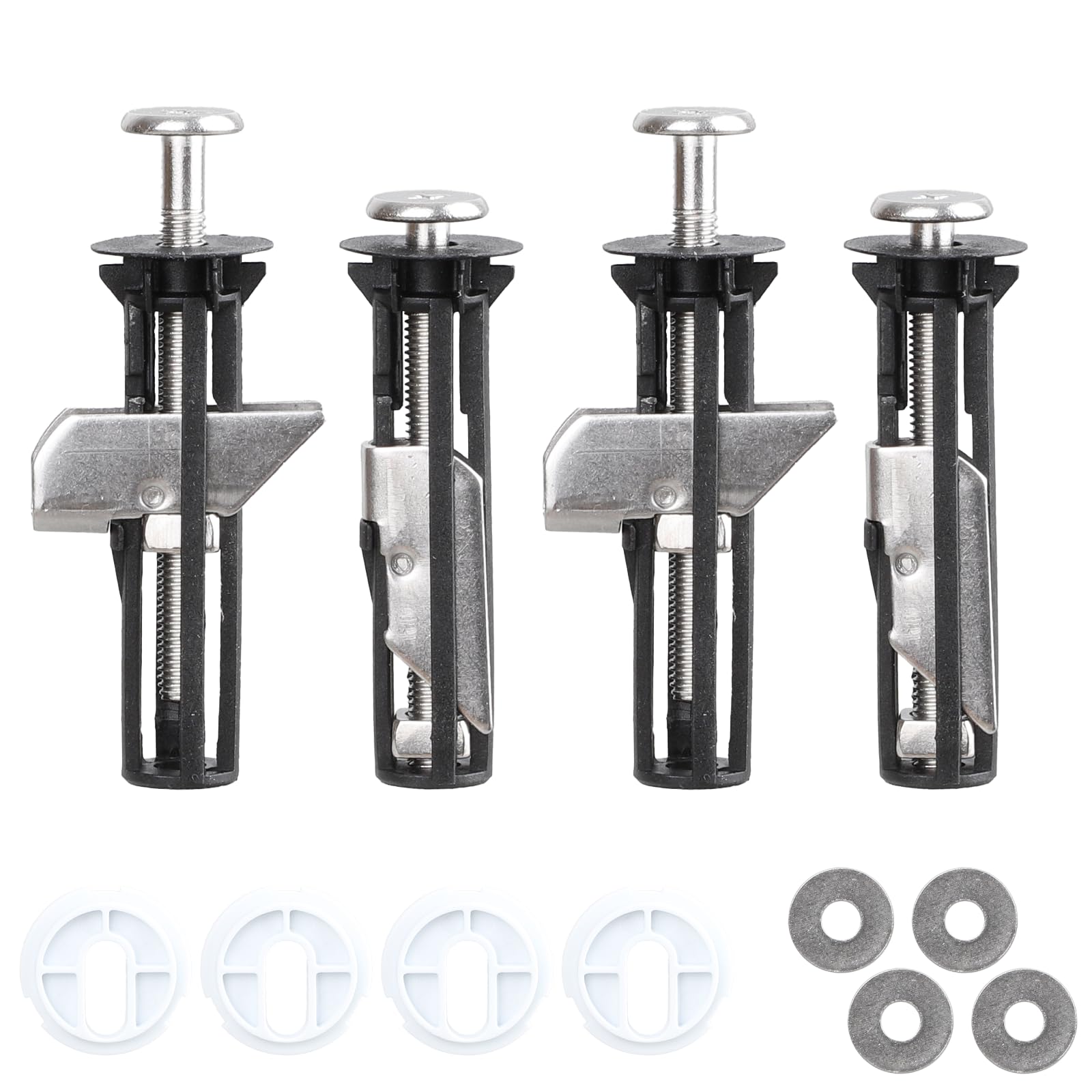 Toilet Seat Fittings - 4 Pack Toilet Seat Fixings, Stainless Steel Toilet Seat Screws for Top Lid Hinges, Universal Toilet Seat Bolts for Blind Holes Easy Install Replacement Fixing Kit with Gaskets