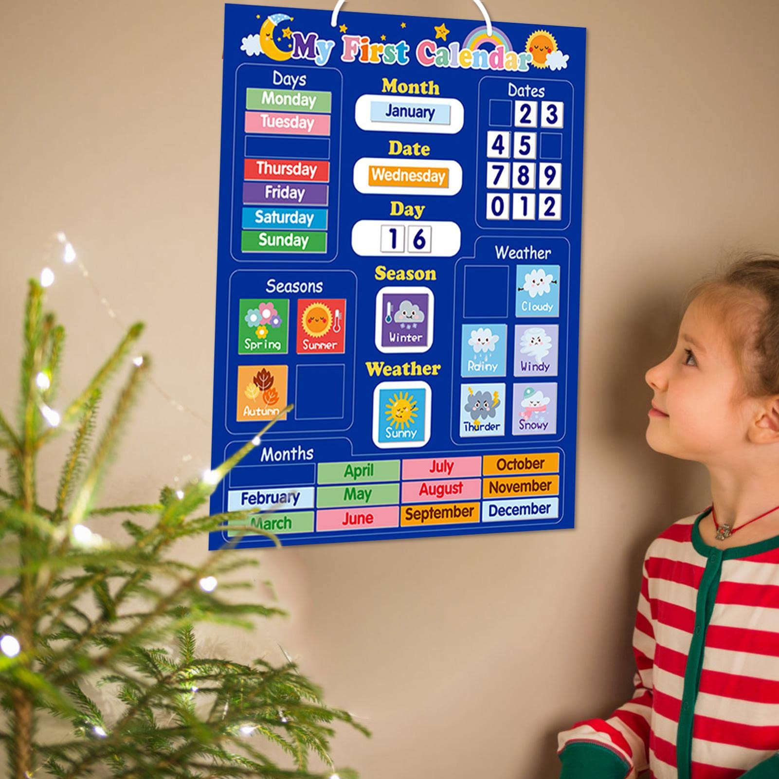 Calendario giornaliero magnetico Kids, primo calendario magnetico giornaliero, calendario per bambini per bambini Giorno del della settimana Bulletin Bulletin Time Bulletin Board