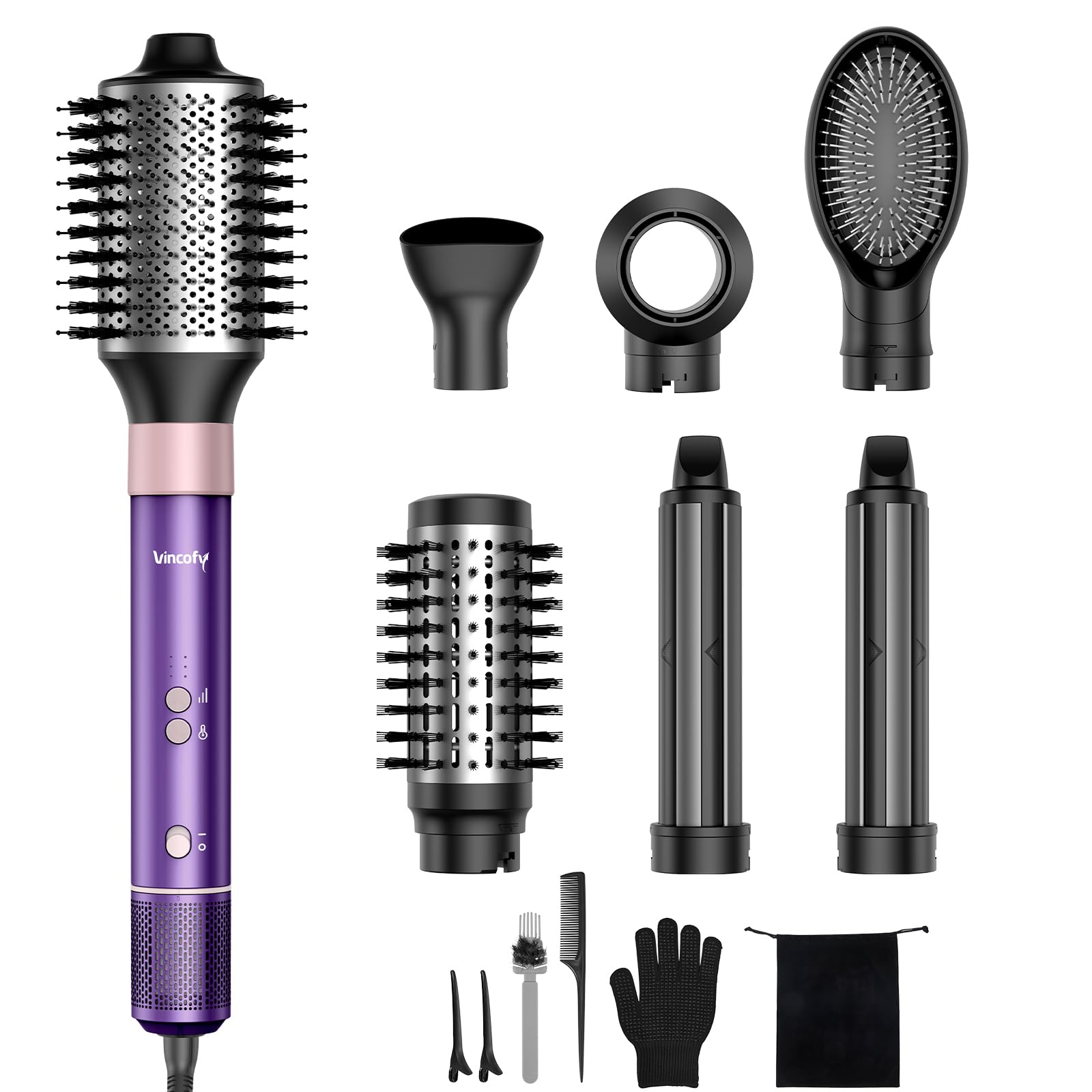 7-in-1 Hair Dryer Brush and 1500W Hair Styler Set Fast Drying Curling Straightening Volumizing Hot Air Styling Tool