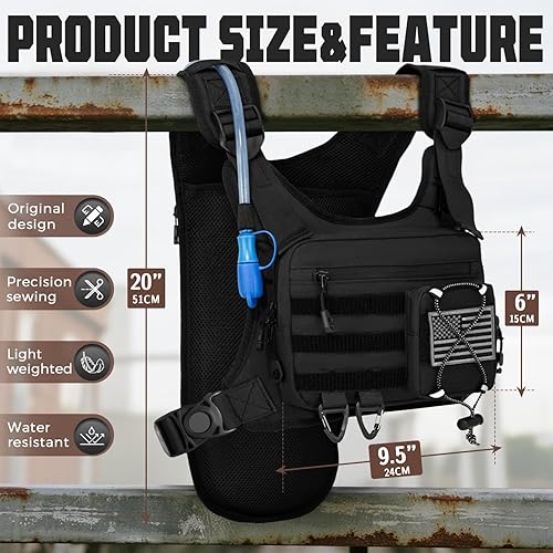 Miniatura 2 de Chaleco de hidratación con vejiga de agua de 2 litros para hombres y mujeres, mochila de hidratación ligera y ajustable, bolsa reflectante