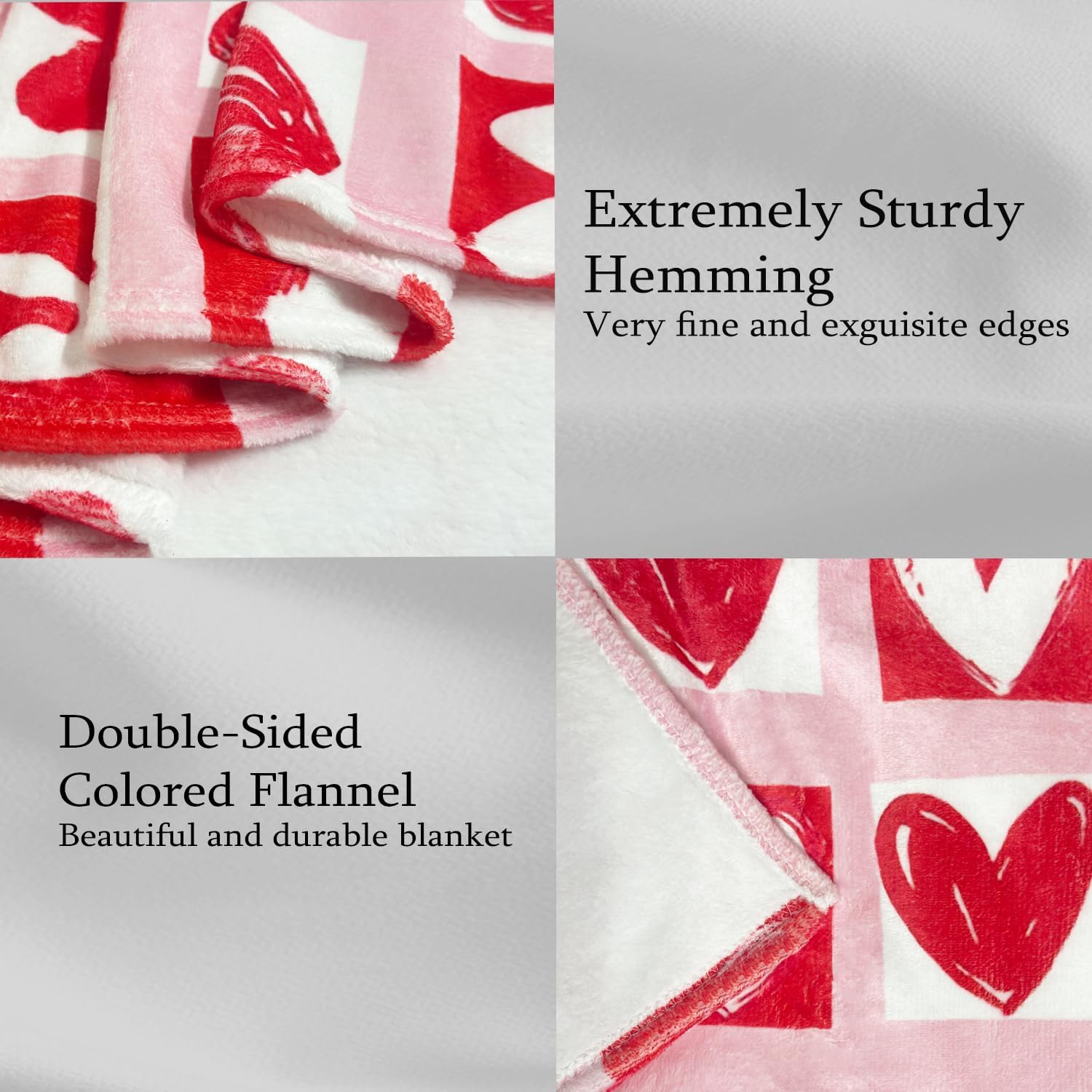 Valentines Day Throw Blanket 60 x 50 Inches,Valentines Throw Blanket for Couch,Valentine Blankets and Throws,Valentine Day Gifts for Her,Soft Warm Cozy Camping Flannel Blankets for Women,Couple,Mom - Image 3