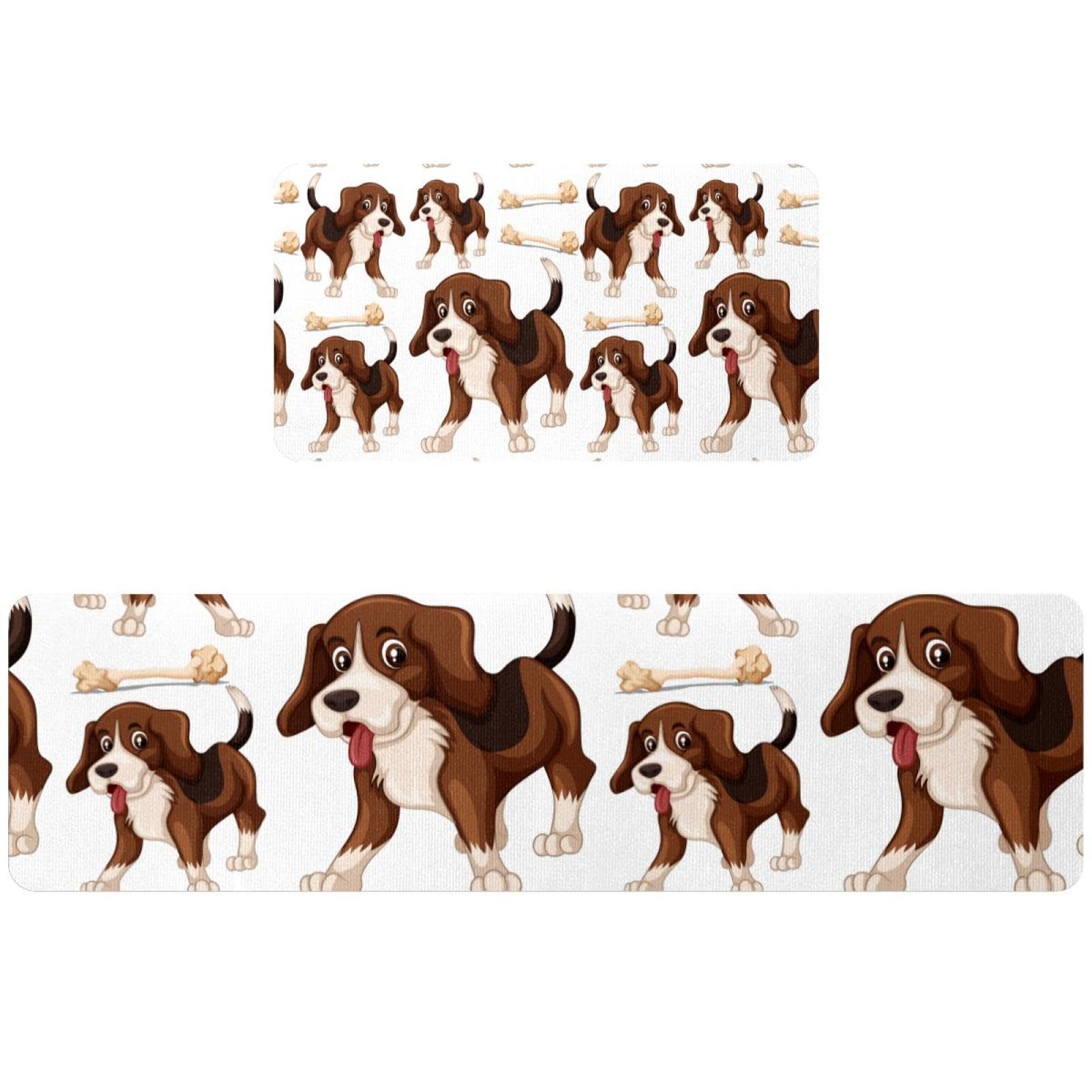 Alfombrillas de cocina con diseño de Beagle, base antideslizante y lavable, 2 unidades