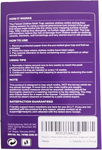 Miniatura 7 de Paquete de 12 trampas para polillas de ropa con atractor de feromonas para armario y alfombra