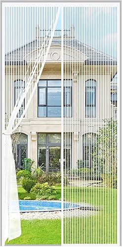 Pantalla magnética para puerta de 32 x 80 pulgadas, tamaño de la pantalla 34 x 81 pulgadas, manos libres autosellante, marco completo de cinta