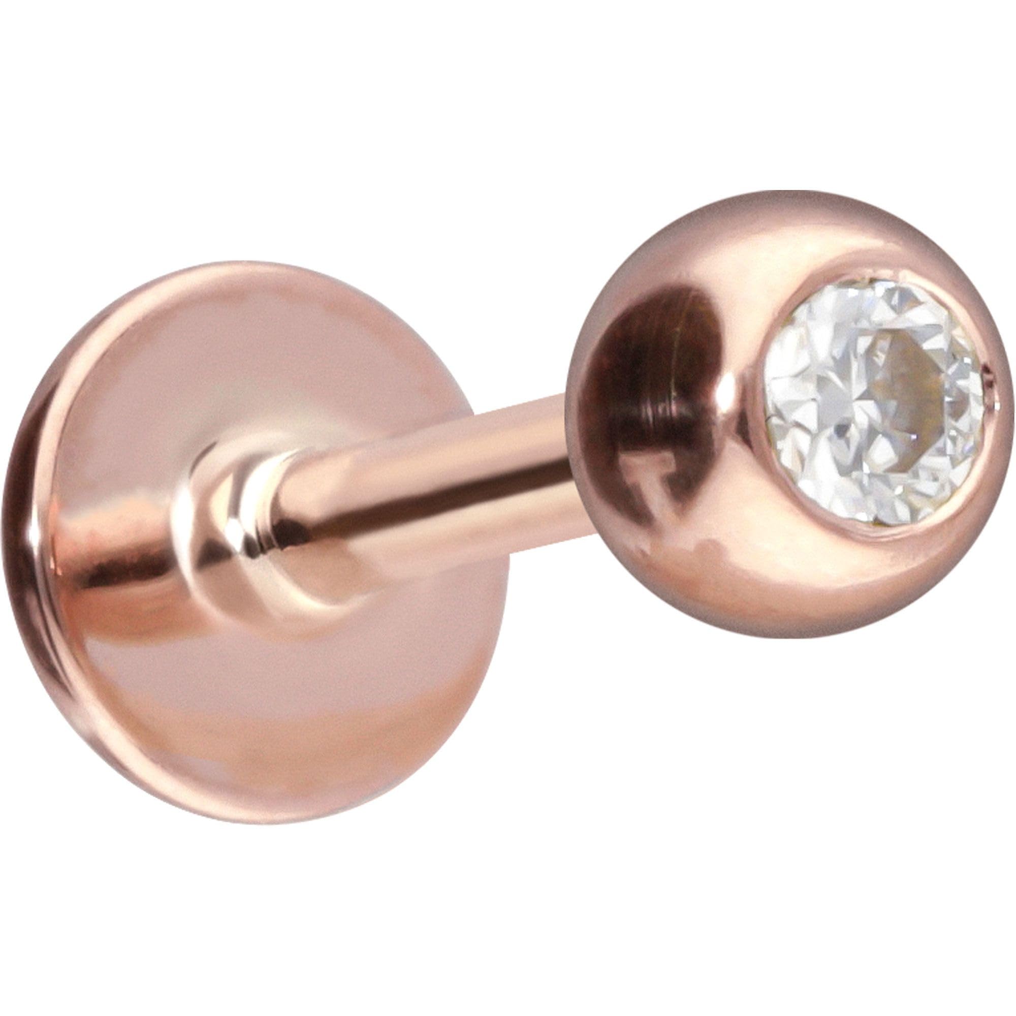 PIERCINGLINE Piercing Stecker 14K Gold Labret MOISSANIT 585er Gold - Roségoldfarben, Goldfarben, Silberfarben