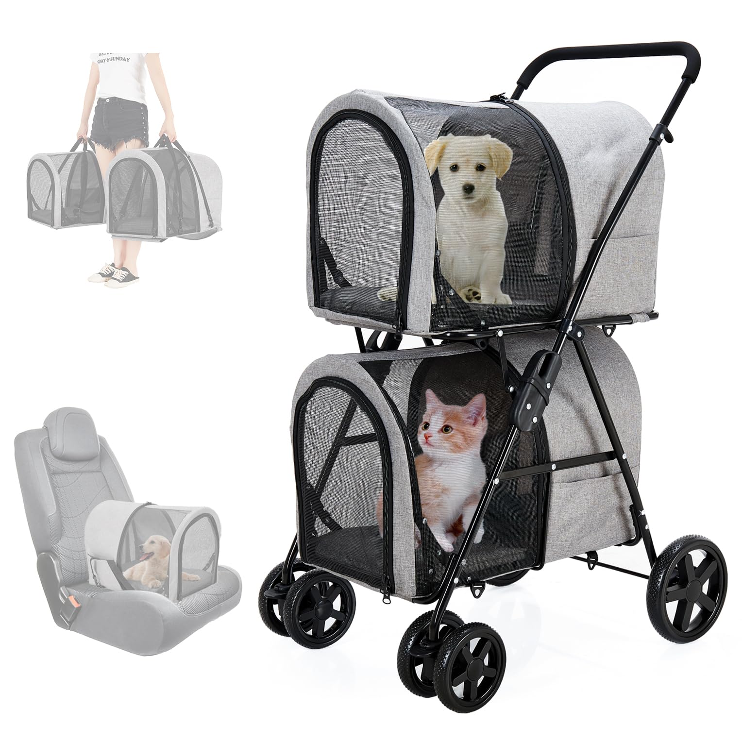 美品　LPOTIUS ペットカート ブラック送料込み Amazon.co.jp: LPOTIUS ペットカート 軽量 折りたたみ 対面式 2way 犬