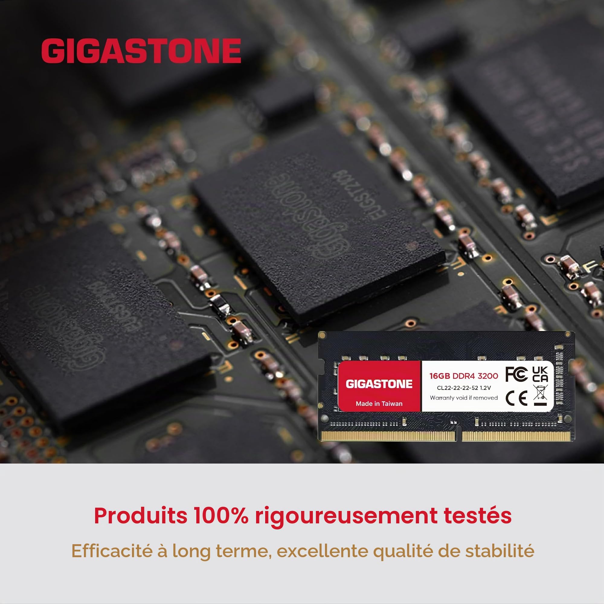 【DDR4 RAM Mise à Niveau pour Portable】 GIGASTONE 32Go Kit(2x16Go) DDR4 3200MHz(2933MHz Or 2666MHz) PC4-25600(PC4-23400, 21300) CL22 1.2V SODIMM 260pin UnbuffeRouge Non ECC Mémoire Haute Performance