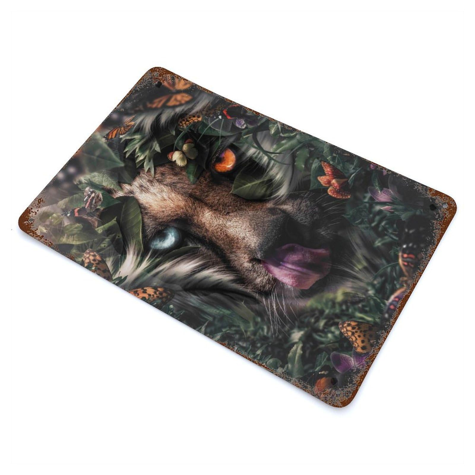 Floral Cheetah Retro Metal Sign 11.8"x7.9", Classic Wall Plaque for Basement, Hobby Room And Garage Decor