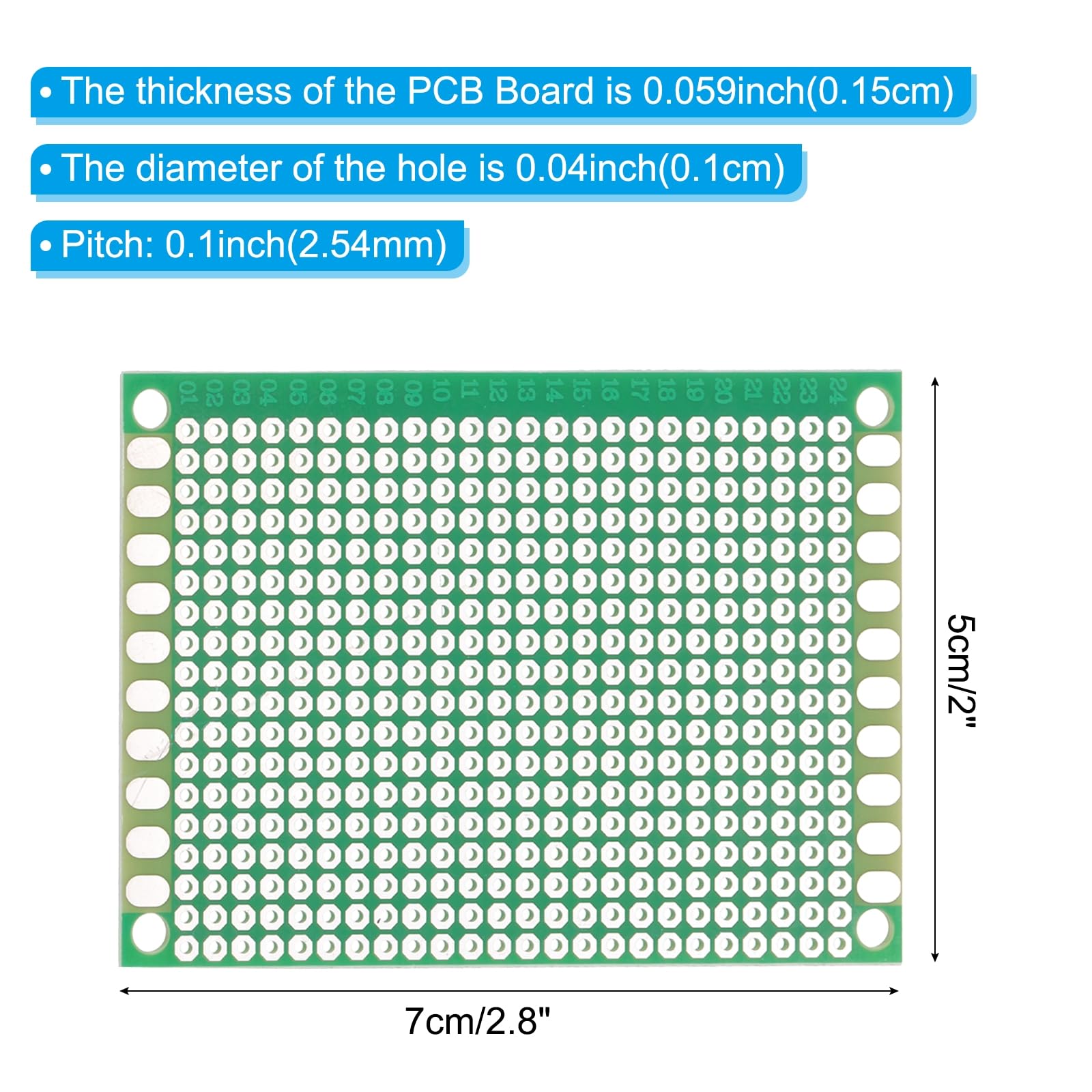 PATIKIL 2" x 2.8" Scheda PCB Circuito 5 Pz Schede Prototipo Monofaccia Per Saldatura DIY E Progetti Elettronici Schede Circuito Breadboard Saldabile Verde