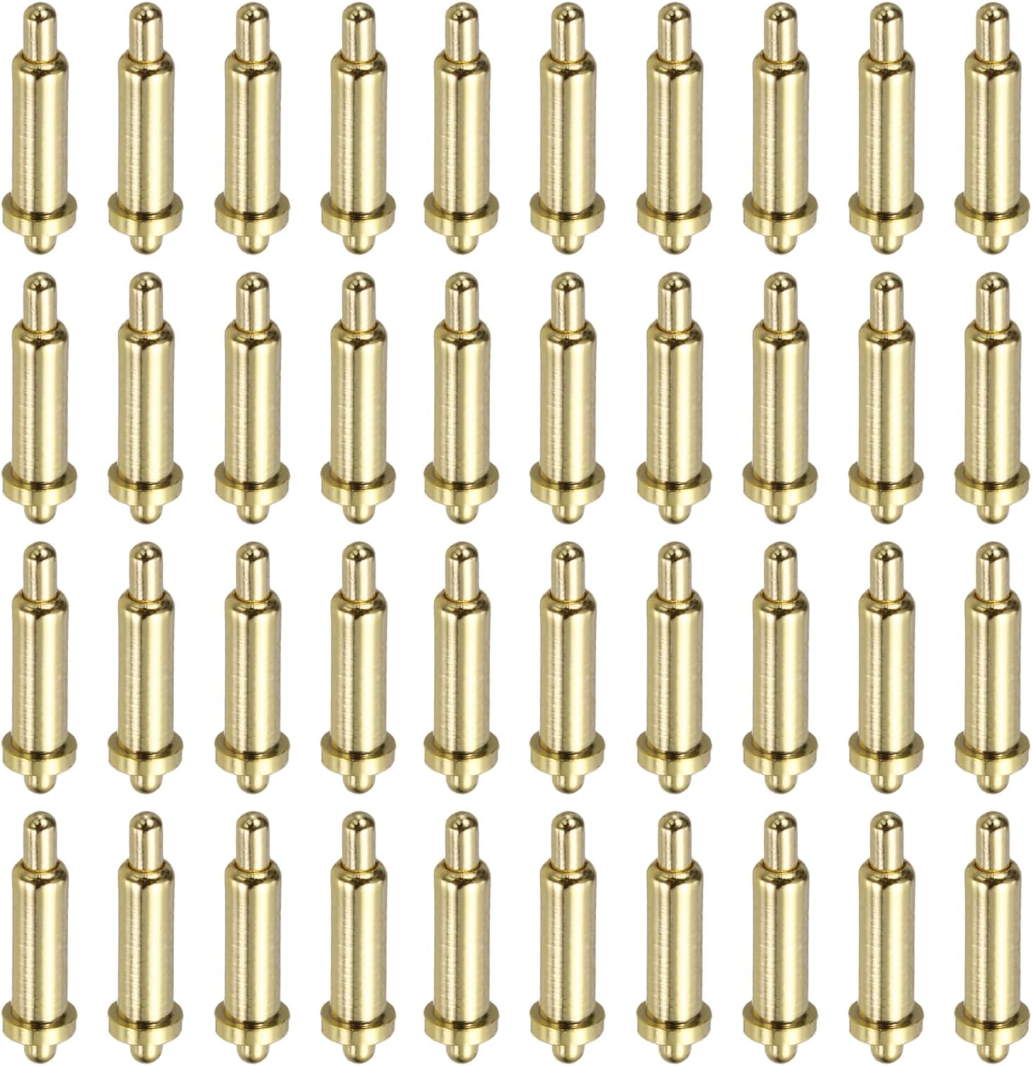 – sourcing map 40Pcs 7.5mm Gold Plated Spring Loaded PogoPins, Copper Header Thimble Current Test Pin Double-Spring Type Probes Connector Replacement
