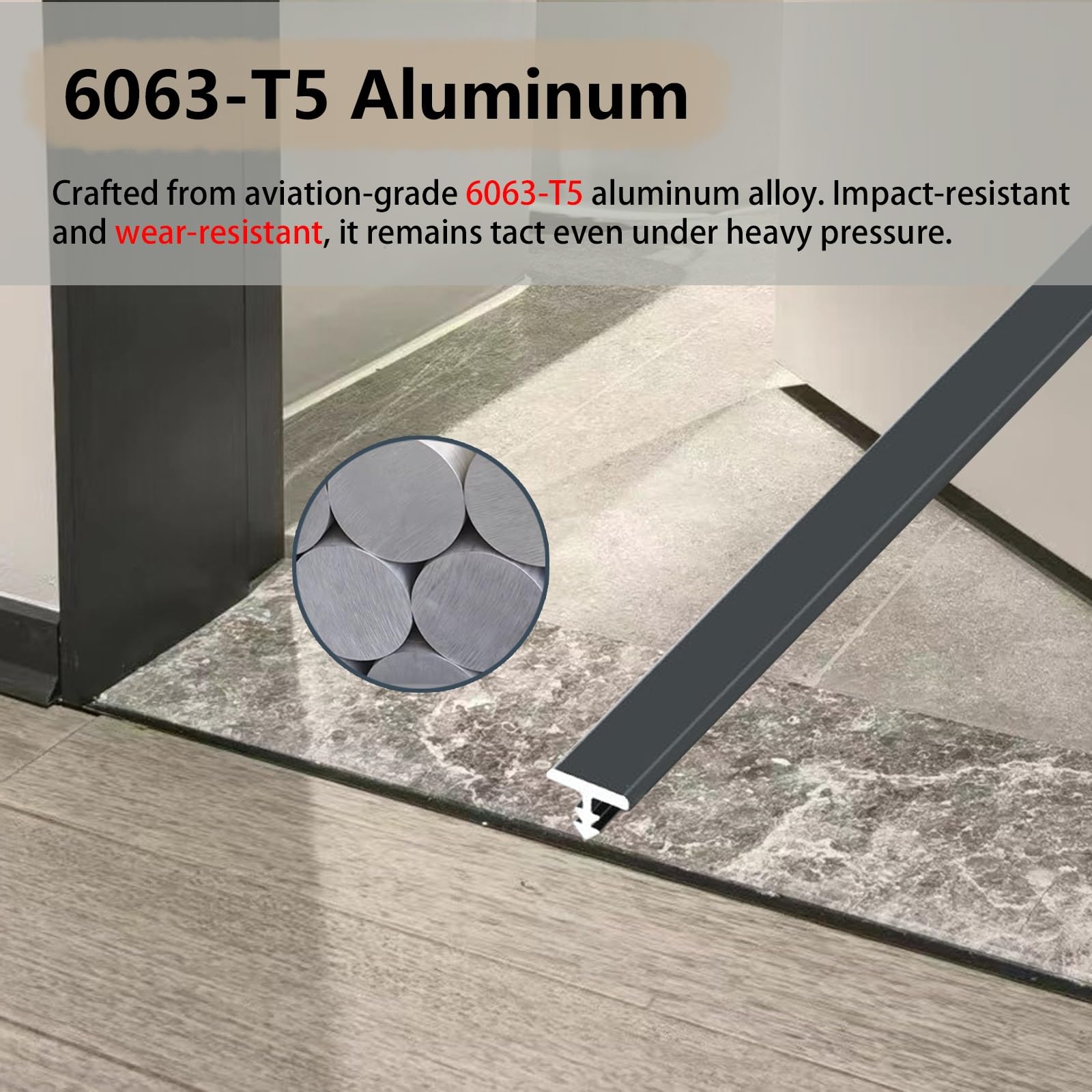 Soglia di Dislivello Pavimento Striscia Di Transizione Per Pavimenti A Forma Di T Con Perni, Strisce Di Soglia, Per Colmare Gli Spazi Tra Pavimenti In Piastrelle Di Colore Simile(Gold,1.9m/75in)