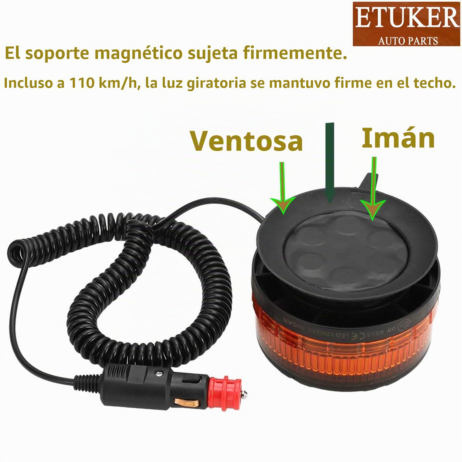 Piloto Luces Estroboscópica Luz Rotativo Led Tractor Magnetico 12v 24v Luz Emergencia Naranja Homologadas