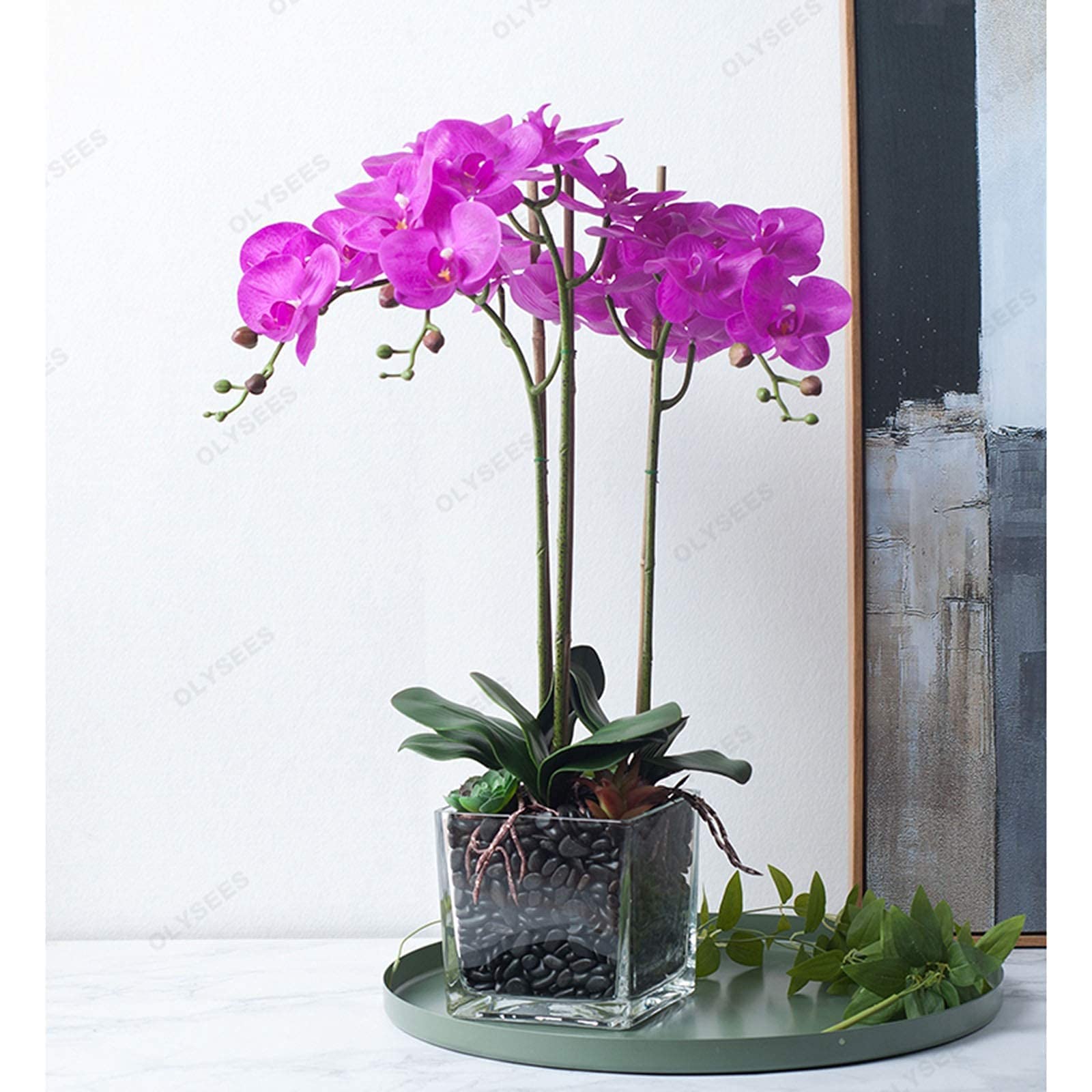 Composizione Floreale di Orchidee Phalaenopsis Artificiali in Vaso, Orchidee finte in Seta, Fiori Artificiali per Interni ed Esterni, Matrimoni, casa, Ufficio,