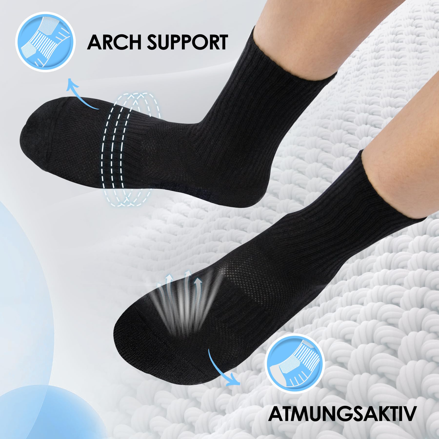 TUUHAW 6/12 Paia Calzini Uomo e Donna Sportivi Lunghe Cotone Sport Calzettoni con Buona Elasticità Alti Socks Calze Traspiranti