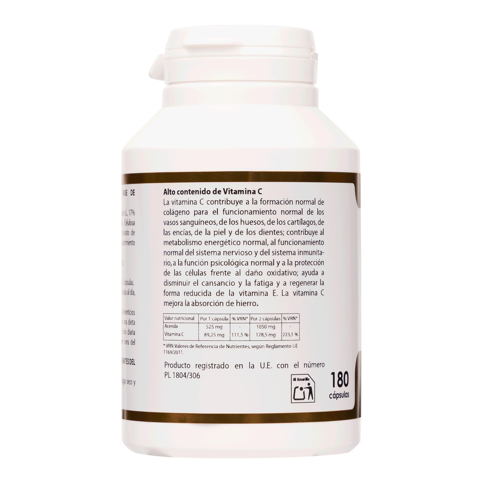 Holovit Acerola (vitamina C natural) de Equisalud, 180 cápsulas