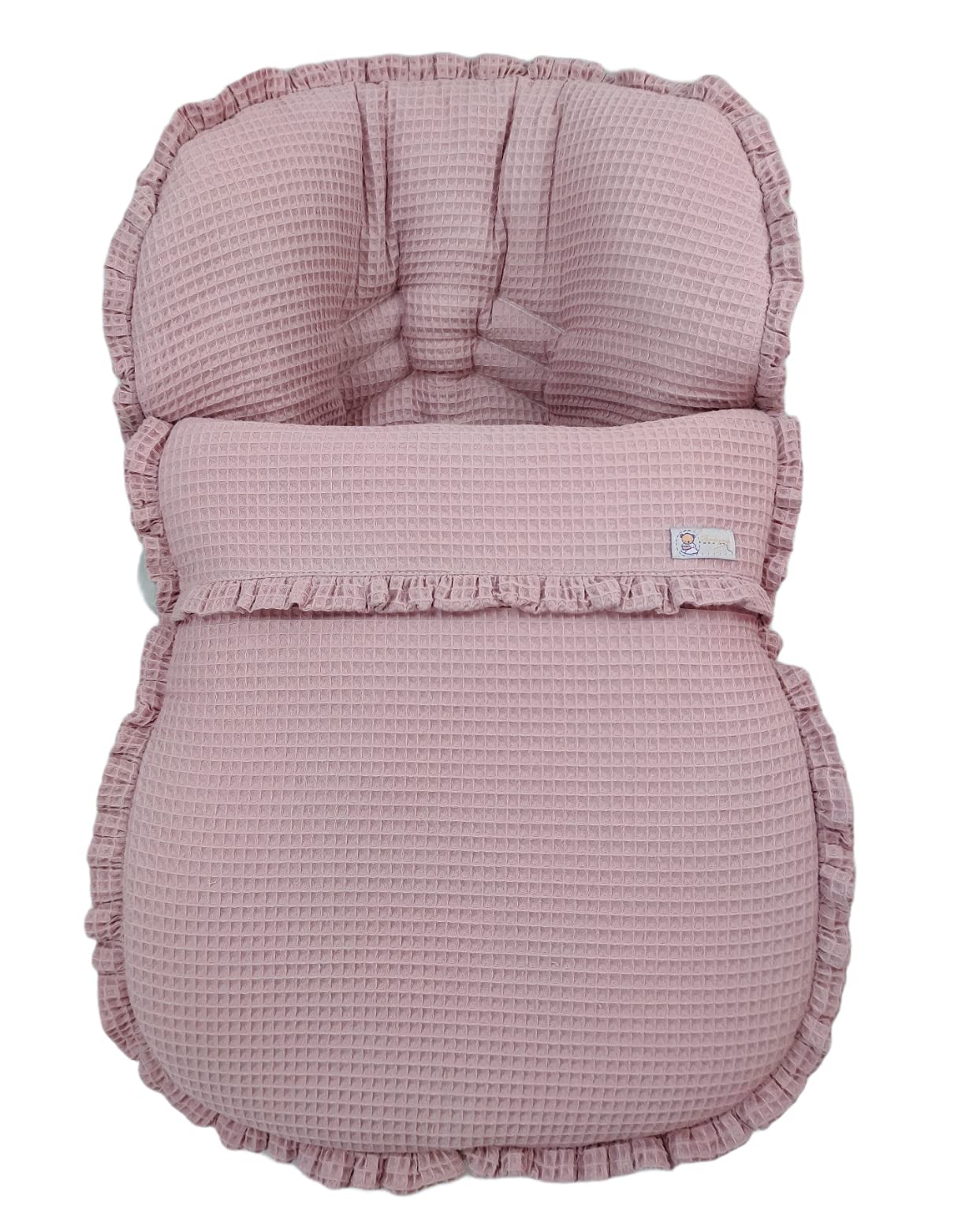 Saco funda universal grupo 0 + capota - Piqué Gofre - Waffle Rosa Maquillaje