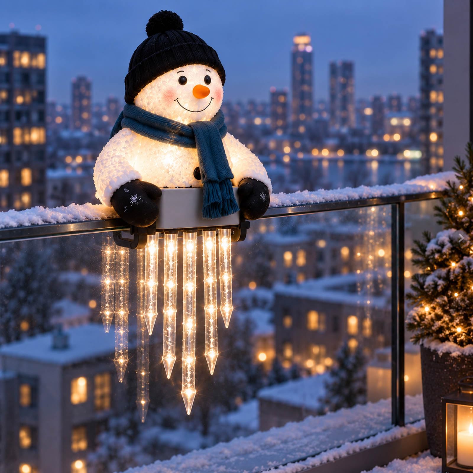 Decorazione Natalizia a Forma di Pupazzo di Neve WinterGlow con Effetto ghiacciolo, per Esterni (1 Pezzo)