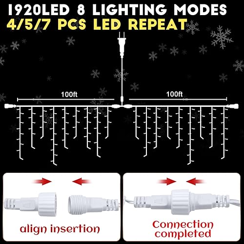 Miniatura 3 de Luces LED de Navidad de 200 pies de 1920 pies para decoración al aire libre, luces de Navidad multicolor con 360 gotas, 8 modos, luces impermeables