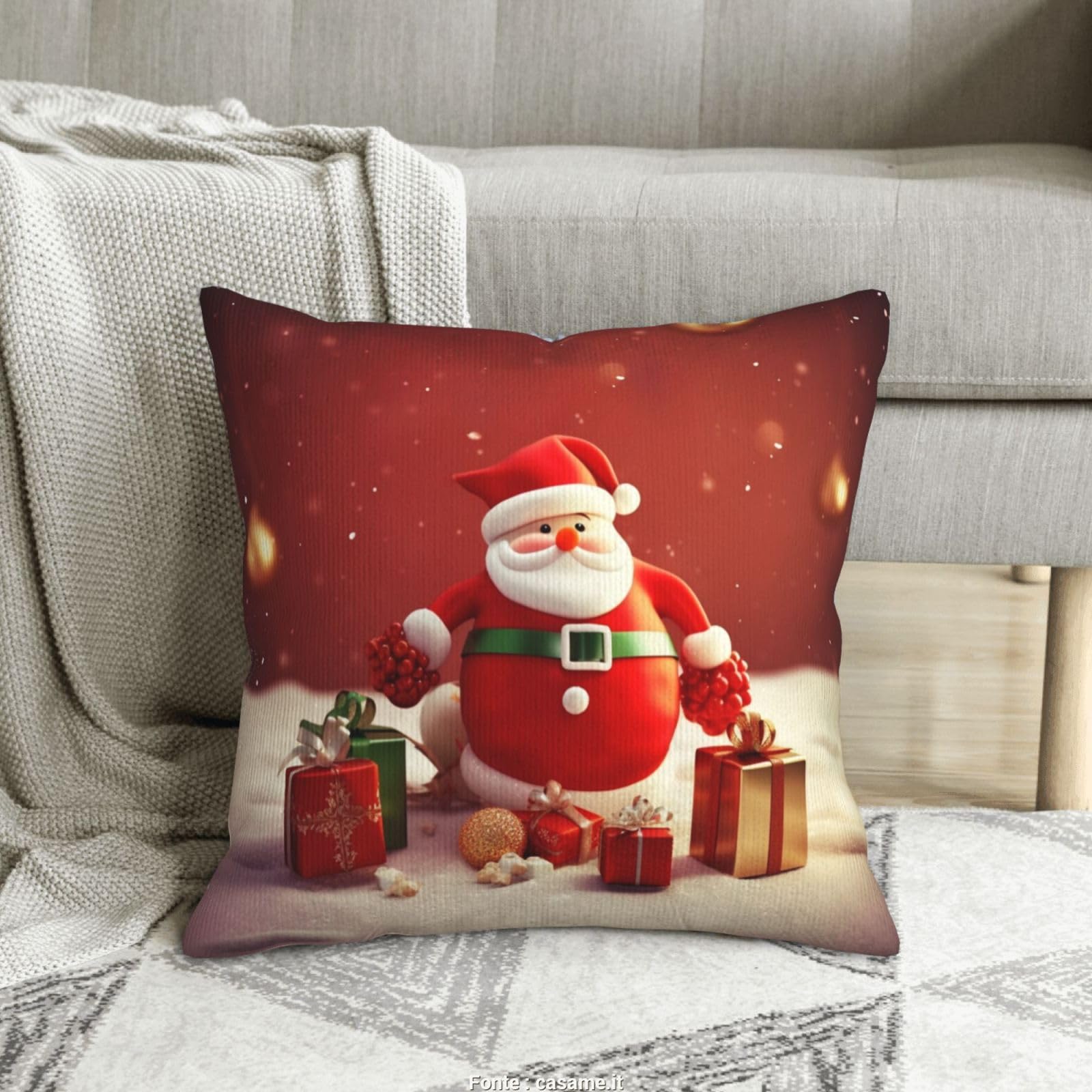 Housse de coussin de Noël en velours côtelé premium et finitions invisibles