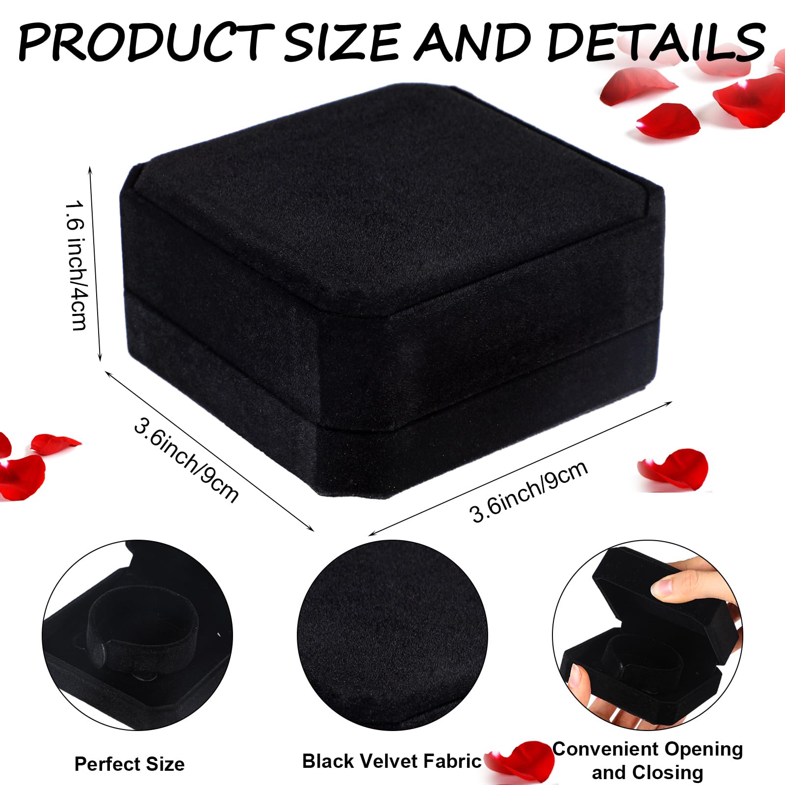 Ecation 12 Pcs Velvet Bracelet Box Classic Black Bracelet Gift Box Case for Jewelry Gift Storage Bangle Organizer Holder for Wedding Engagement Proposal Birthday Anniversary Jewelry Display