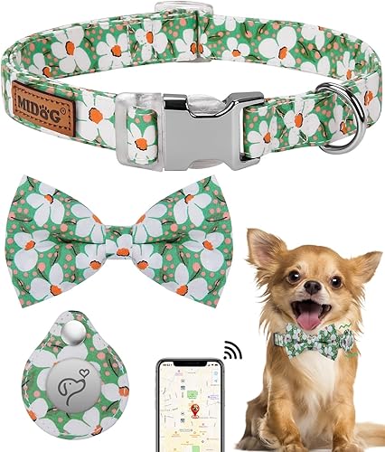MIDOG AirTag - Collar de perro de moda para perros pequeños, medianos y grandes, con funda de soporte para AirTag, collar ajustable de nailon suave