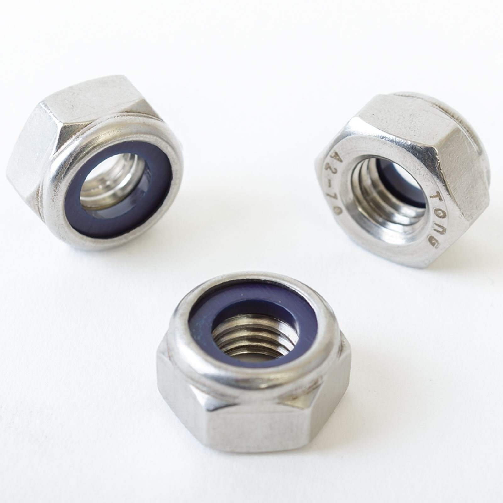 100x M8 mm Hexagon Nylon Lock Nut Nyloc A2 Stainless Steel Pack of 100