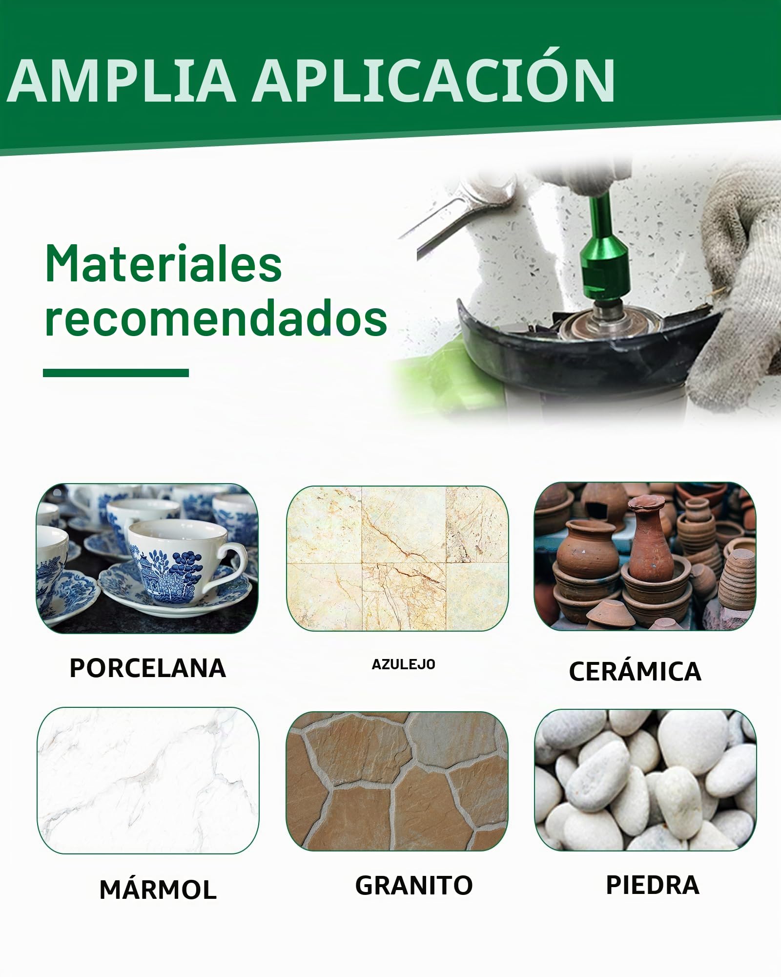 Brocas Diamante Porcelanico Kit 12 piezas - 6/8/10/25/35/50/68/110mm Brocas, 20mm Fresa, 50mm Broca Chaflan, 125mm Disco Diamante, Adaptador para Azulejo de Cerámica Porcelana Mármol Granito