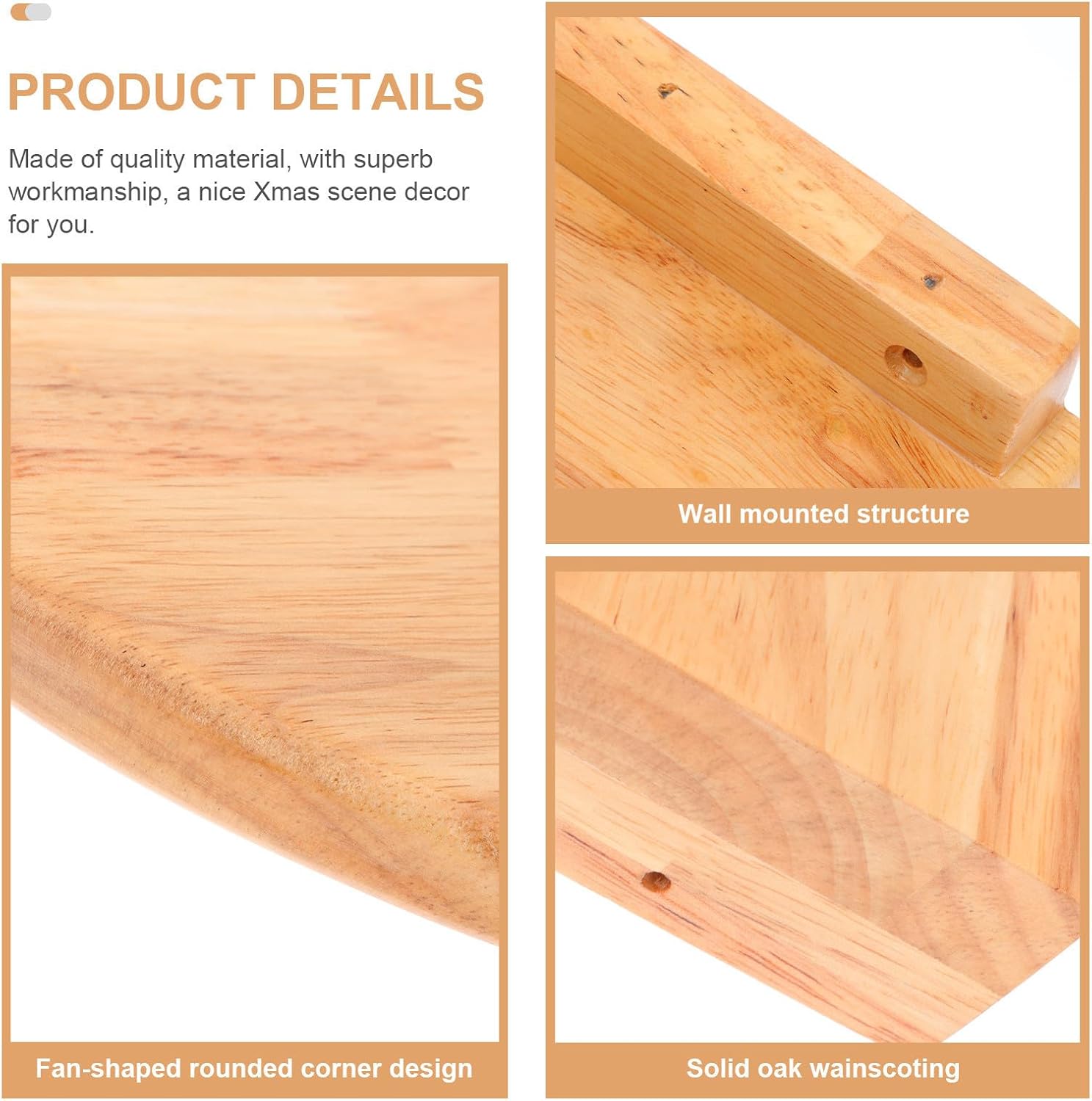 Sector Shape Wood Wall Mounted Shelf for Corner Storage and Home Use