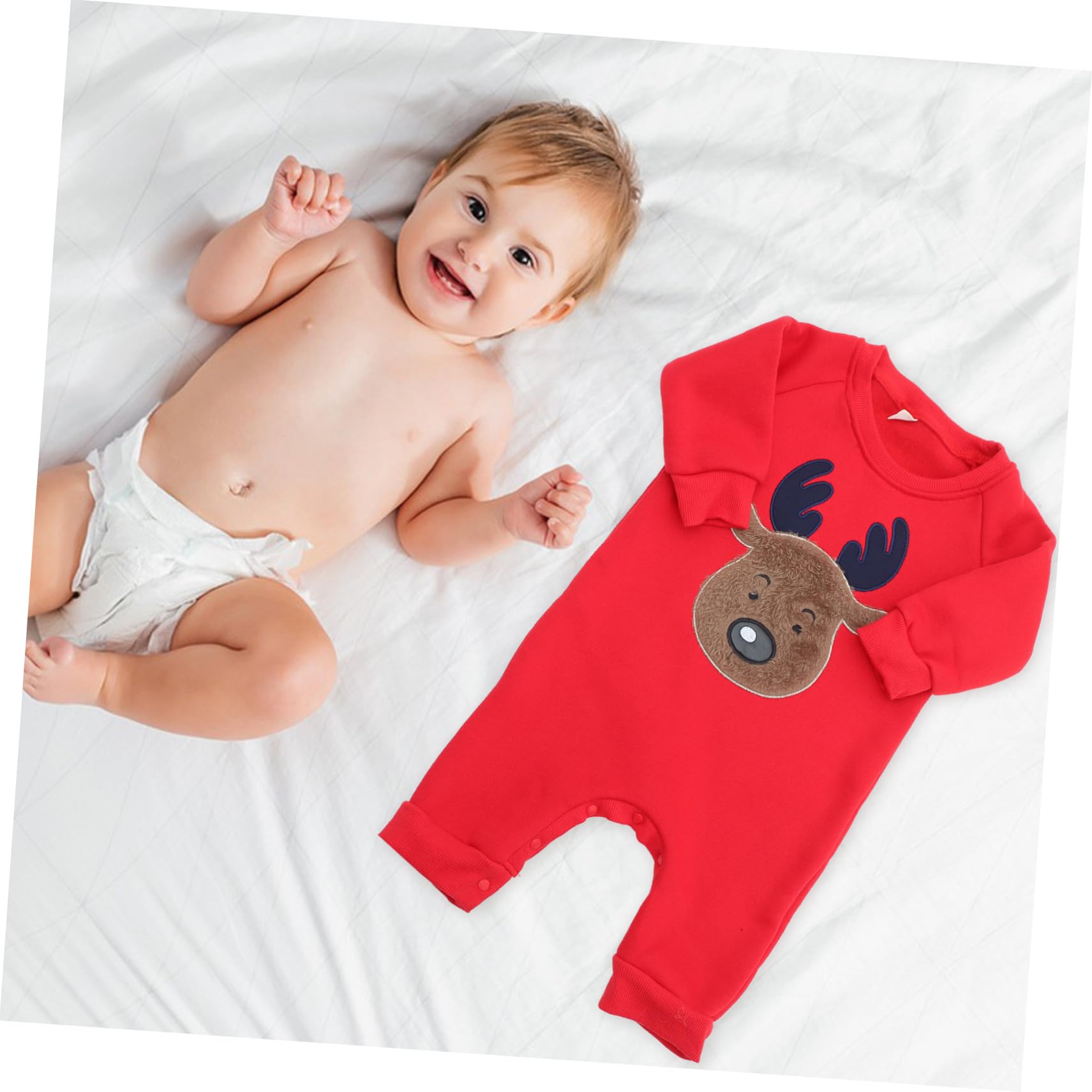 Mono para Niña Recién Nacido de Invierno con Diseño de Navideño Ropa Infantil de Algodón Transpirable y Cálida para Niña