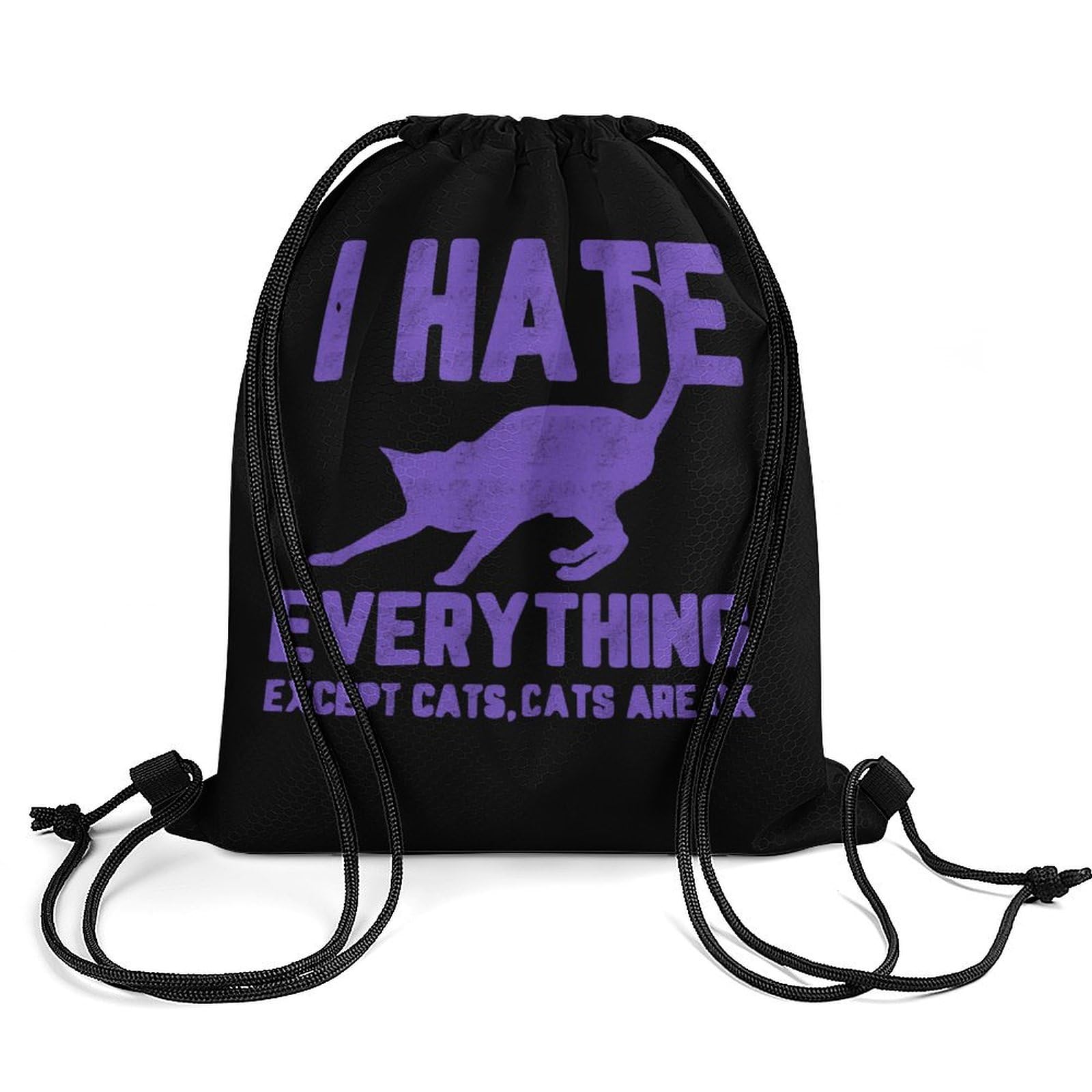 I Hate Everything Except Cats Drawstring Backpack Durable Sport Gym Bags Daypack for Men Women 35 * 42cm